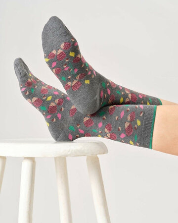 Thought bamboe damessokken giftbox egels - grey marl