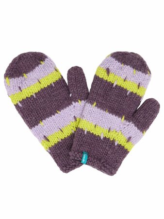 Gebreide wollen wanten met patroon - plum
