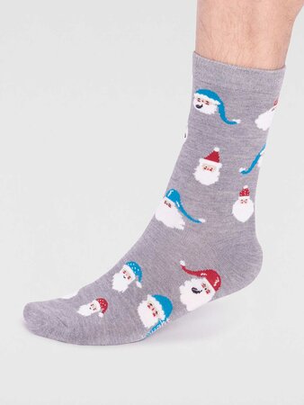 Kerstsokken met kerstman heren Alfredo - grey marle