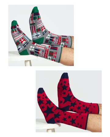 Kerstsokken cadeaudoos heren - candy cane and star
