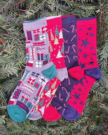 Kerstsokken cadeaudoos heren - candy cane and star