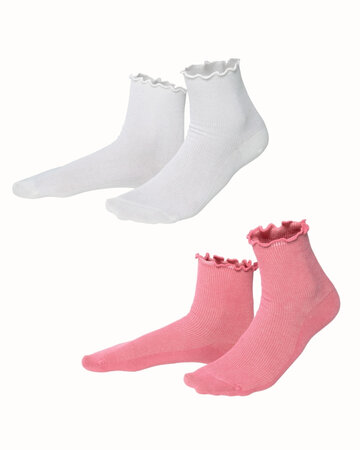 Living Crafts damessokken Asther 2-pack – white camelia