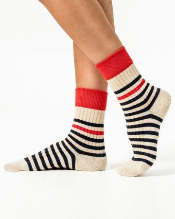 Living Crafts katoenen sokken Maris - navy natural red