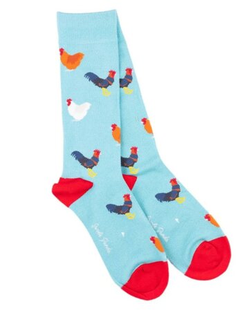 Swole Panda bamboesokken met kippen – blauw