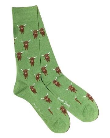 Swole Panda bamboesokken met Schotse hooglanders – groen