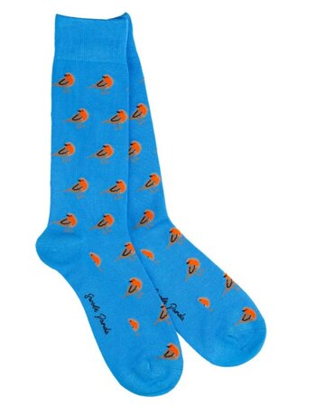 Swole Panda bamboesokken met roodborstjes – blauw