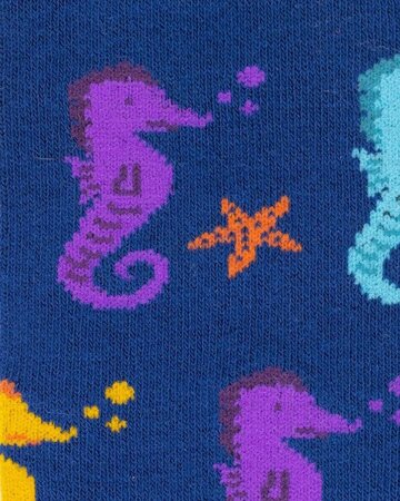 Swole Panda bamboesokken met zeepaardjes – blauw