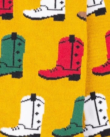 Swole Panda bamboesokken met cowboylaarzen – geel