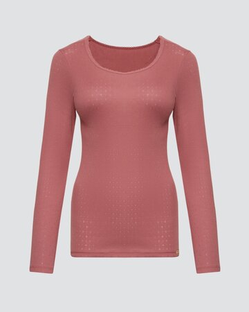 Comazo dames pyjamashirt lange mouwen katoen – old rose