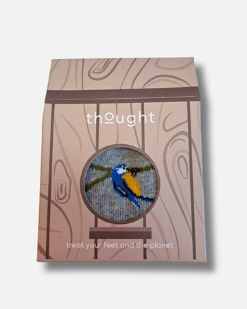 Thought heren sokken vogelprint cadeaudoosje - grey marl 