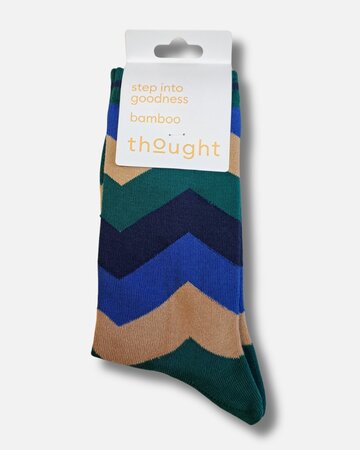 Thought bamboe heren sokken zig zag streep  – jewel green