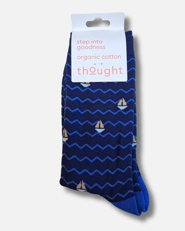 Thought katoenen heren sokken zeilbootjes – midnight blue