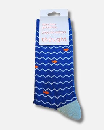 Thought katoenen heren sokken vissen – cobalt blue