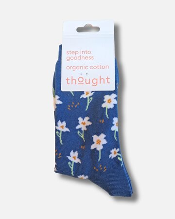 Thought katoenen dames sokken cosmos floral - French blue