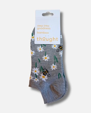 Thought dames enkelsokken bijen - grey marl