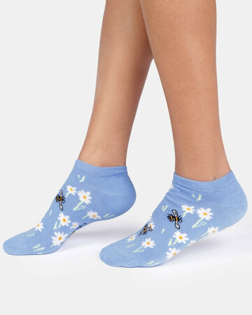 Thought dames enkelsokken bijen - cornflower blue