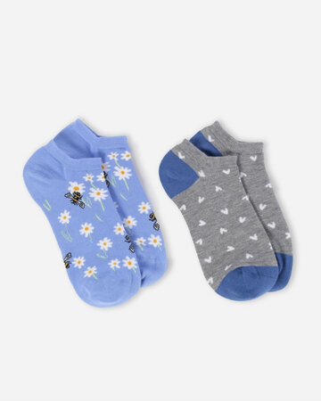 Thought dames enkelsokken bijen en hartjes 2-pack