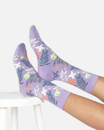 Thought bamboe dames sokken summer leaves - lavender purple