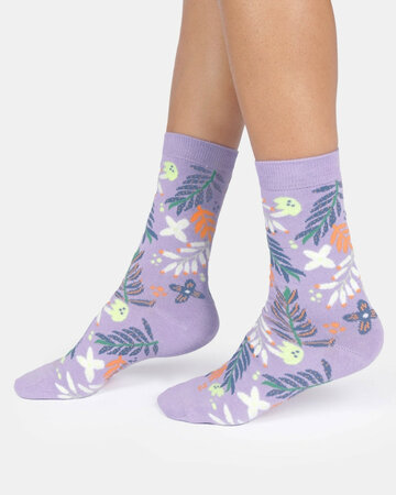 Thought bamboe dames sokken summer leaves - lavender purple