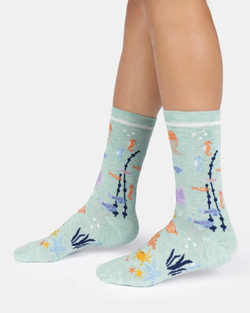 Thought katoenen dames sokken zee - mint green marl
