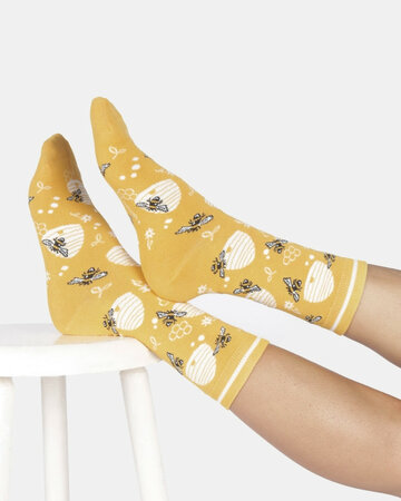 Thought bamboe damessokken giftbox – happy bee