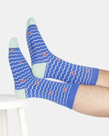 Thought katoenen heren sokken vissen – cobalt blue