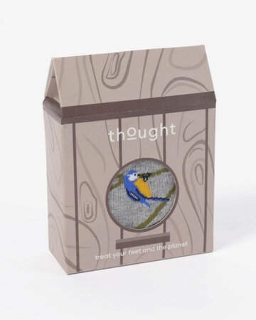 Thought heren sokken vogelprint cadeaudoosje - grey marl 