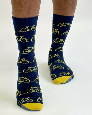 Thought bamboe heren sokken cadeauzakje fietsen - dark navy