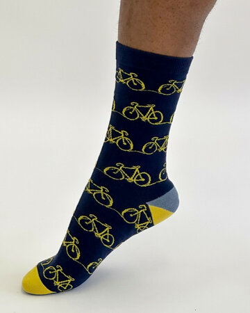 Thought bamboe heren sokken cadeauzakje fietsen - dark navy