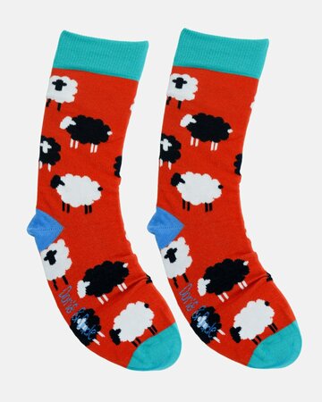 Doris & Dude bamboe damessokken met schapen rood