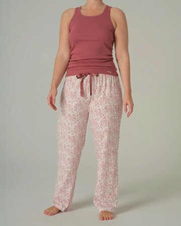 Comazo dames lange pyjamabroek katoen – old rose