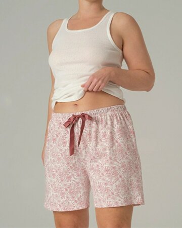 Comazo dames pyjamashort katoen – old rose print