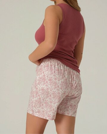 Comazo dames pyjamashort katoen – old rose print