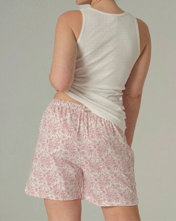 Comazo dames pyjamashort katoen – old rose print