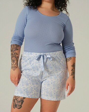 Comazo dames pyjamashort katoen – light blue