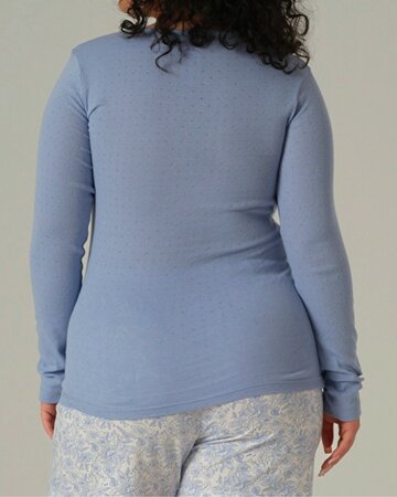 Comazo dames pyjamashirt lange mouwen katoen – lightblue