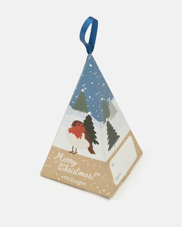 Thought herensokken roodborstjes in cadeaudoosje - blauw