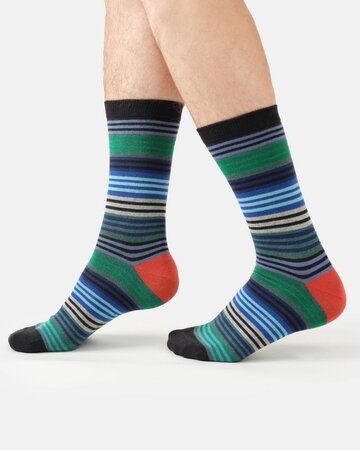 Thought herensokken met strepen bamboe - black marl 