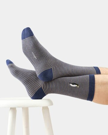 Thought bamboe herensokken pinguïn - indigo blue marl