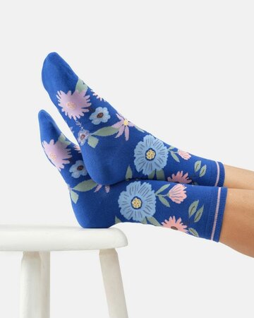 Thought damessokken biologisch katoen Winter Flower - bright blue