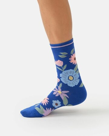 Thought damessokken biologisch katoen Winter Flower - bright blue
