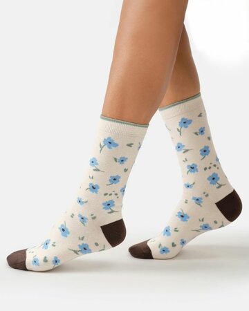 Thought bamboe damessokken bloemen Posy - cotton white