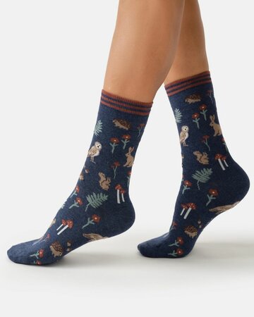 Thought bamboe damessokken bosdieren - indigo blue