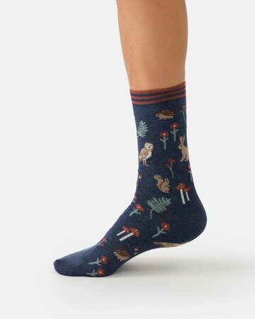 Thought bamboe damessokken bosdieren - indigo blue