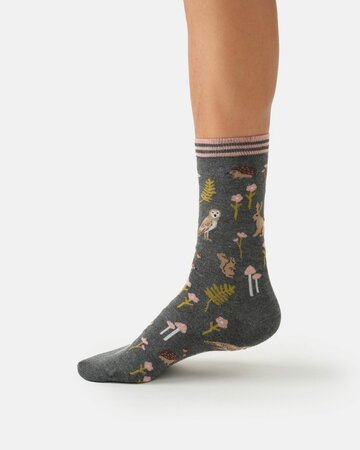 Thought bamboe damessokken bosdieren - dark grey marl
