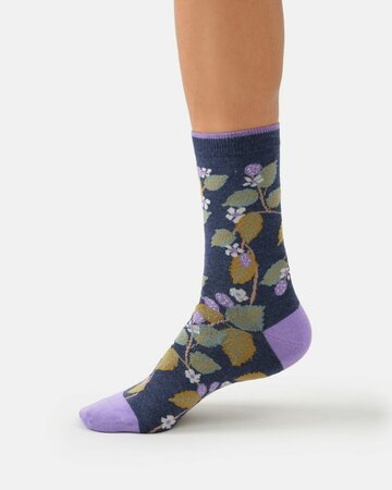 Thought damessokken biologisch katoen bramen - indigo blue marl