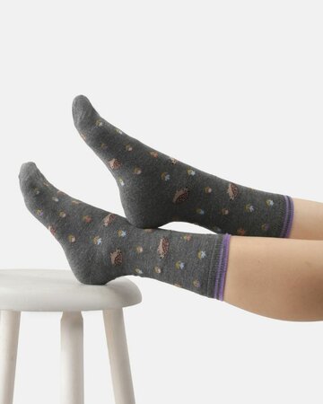 Thought bamboe damessokken met egels – dark grey marl