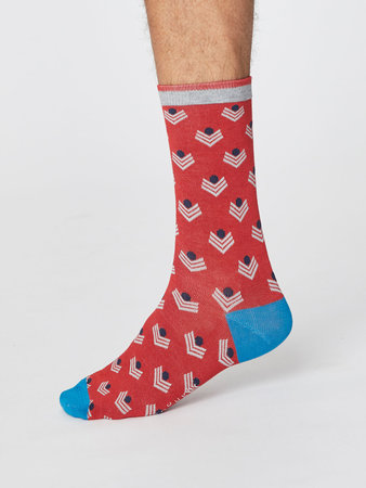 Bamboesokken Chevron hibicus red