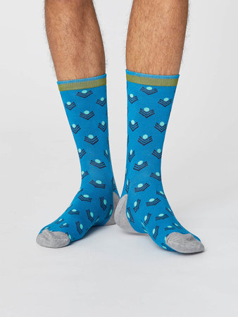 Bamboesokken Chevron bright blue