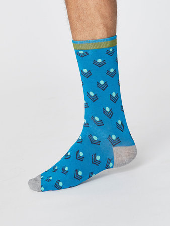 Bamboesokken Chevron bright blue